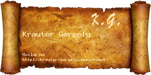 Krauter Gergely névjegykártya